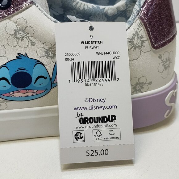 Disney Stitch Low Top Sneakers Womens 9 Lace-Up Glitter Accents Charm Keychain - Picture 9 of 9